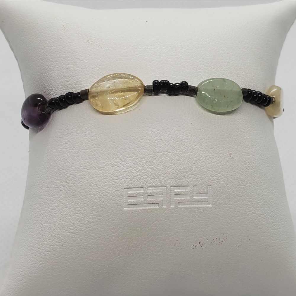 Black & Multicolored Stone Dragonfly Bracelet